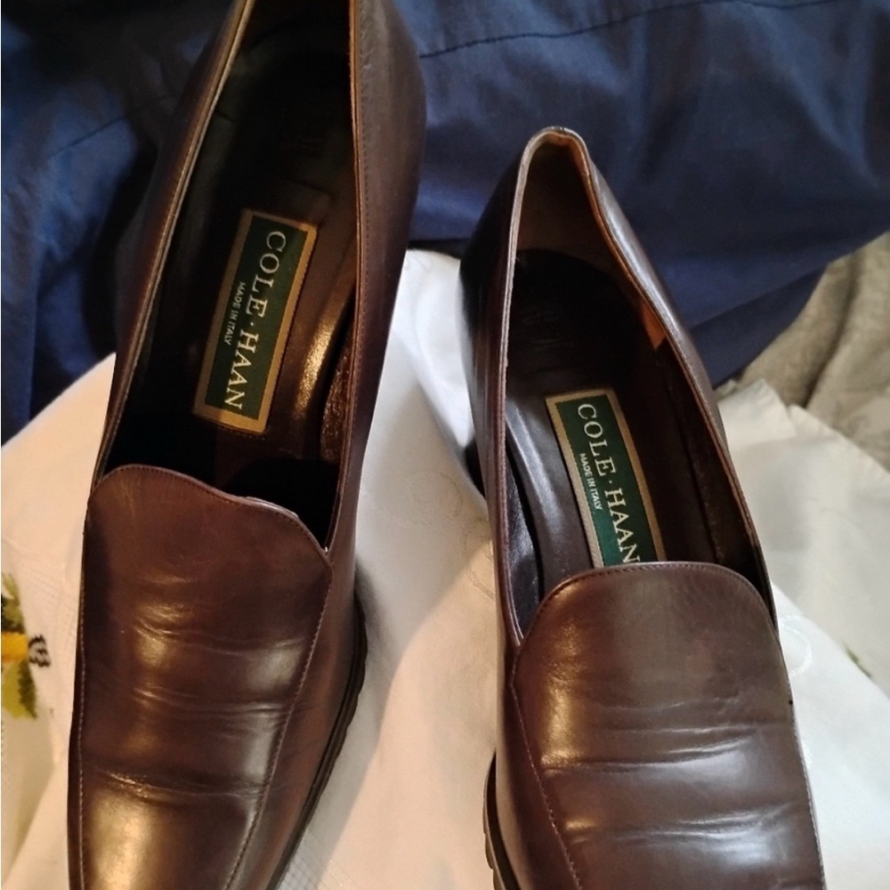 Cole Haan Dark Brown Heeled Leather Loafers